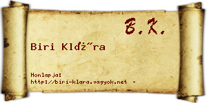Biri Klára névjegykártya
